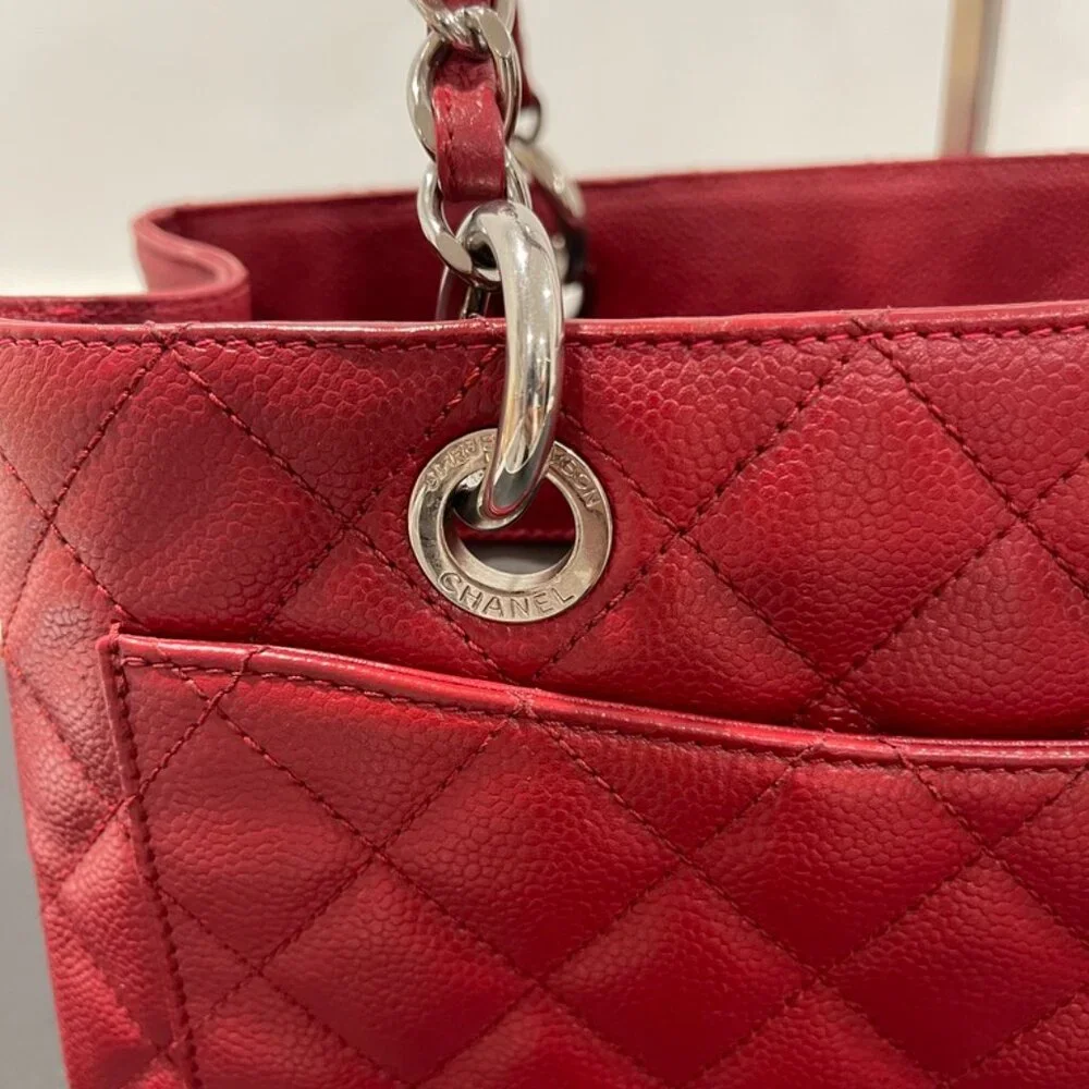Chanel Caviar Quilted Grand Shopping Tote GST Red (JB1363)